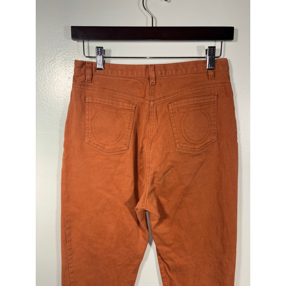 Salvatore Ferragamo Pants Logo Orange‎ Vintage Denim Gancini Straight Leg 27"
